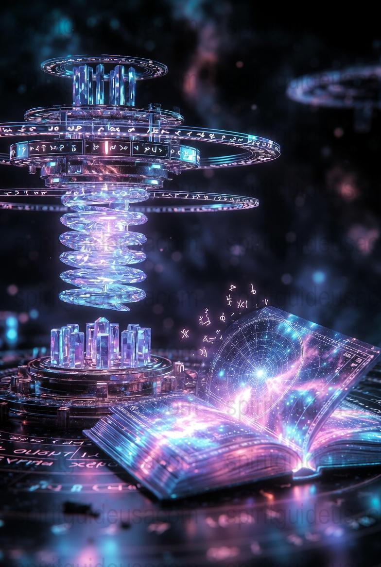 Futuristic City and Magic Book Art Print, Cyberpunk Decor, Sci-Fi Wall Art, Neon Fantasy Poster, Unique Digital Illustration, Home Decor