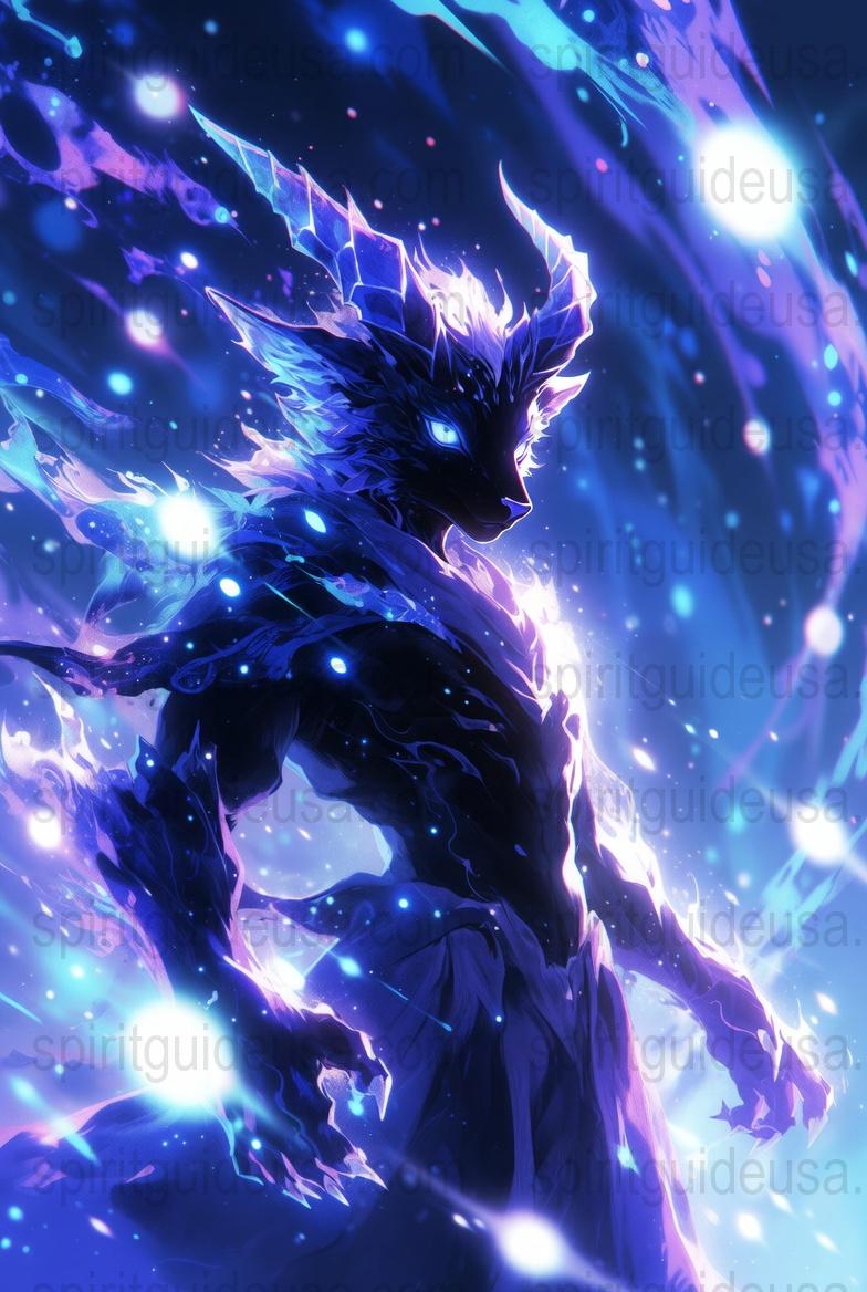 Fantasy Cosmic Elk Art Print, Mystical Stag Starry Night Poster, Vibrant Blue Wall Decor