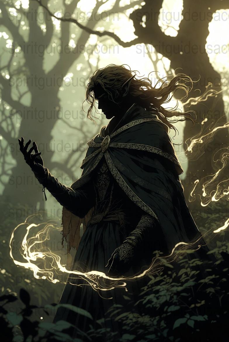 Mystical Forest Elf Art Print, Fantasy Woodland Elf Poster, Magical Nature Scene, Enchanted Forest Wall Decor