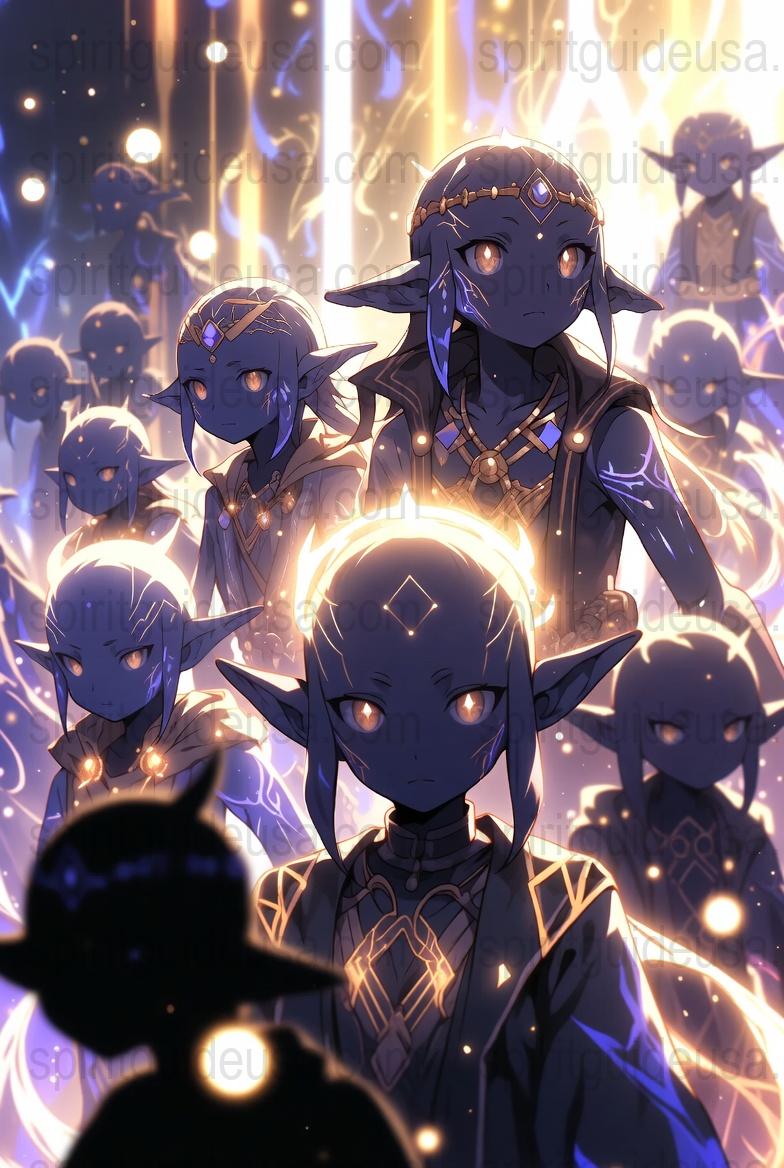 Anime Fantasy Poster, Mystical Elf Characters, Magical Light Art Print, Wall Decor, Collector's Item, Unique Anime Illustration