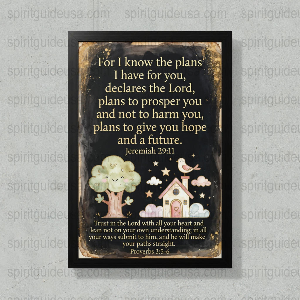 Christian Wall Art Scripture Quote Jeremiah 29:11 Inspirational Faith Decor Canvas Print