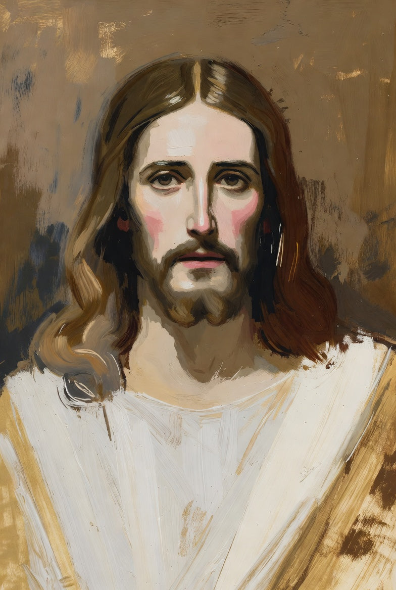 Vintage Jesus Christ Portrait Painting Print, Religious Wall Art, Christian Home Decor, Spiritual Canvas Print, Inspirational Artwork
