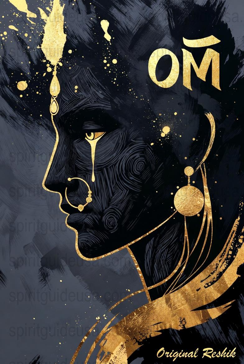 Om Symbol Spiritual Art, Gold and Black Hindu Canvas Print, Meditation Wall Decor, Yoga Studio Artwork, Elegant Home Decoration