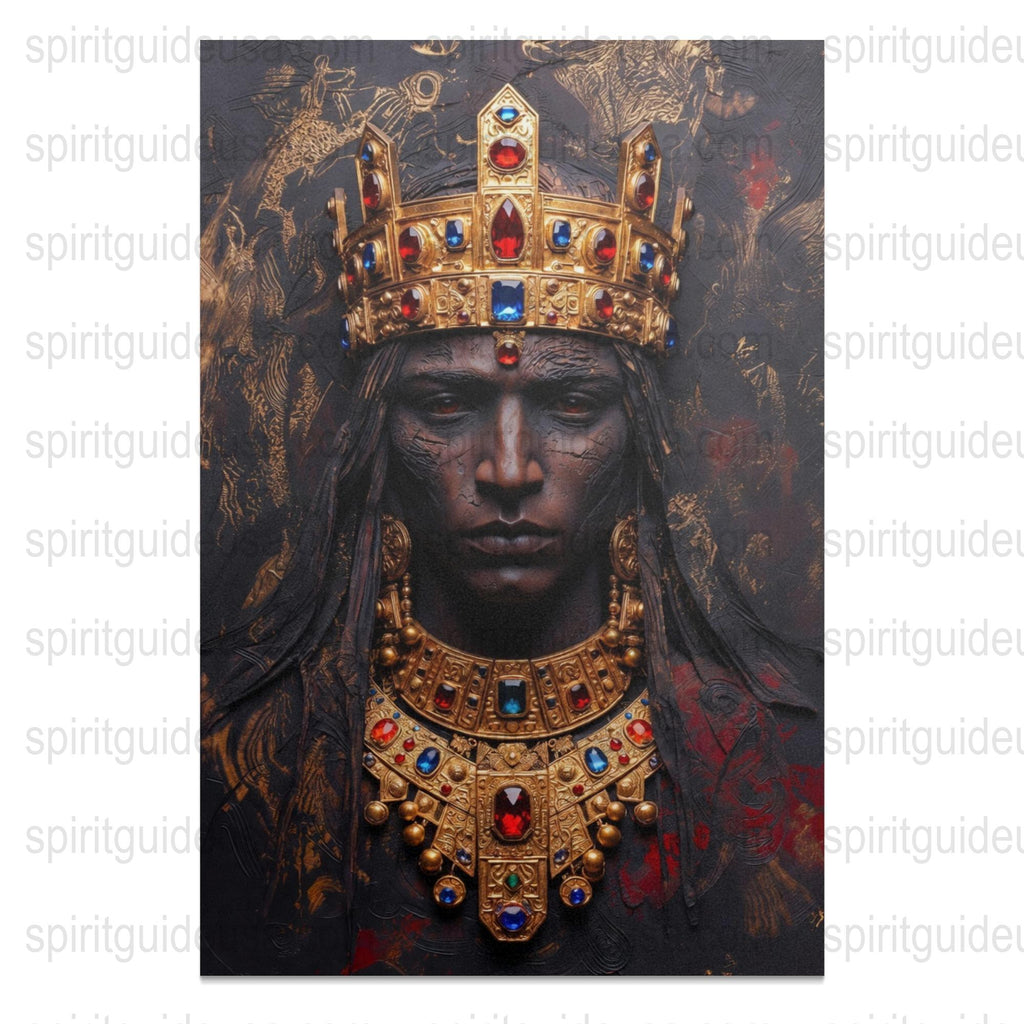 Royal Portrait Art Print, Medieval King with Crown and Jewels, Gothic Home Decor Wall Art