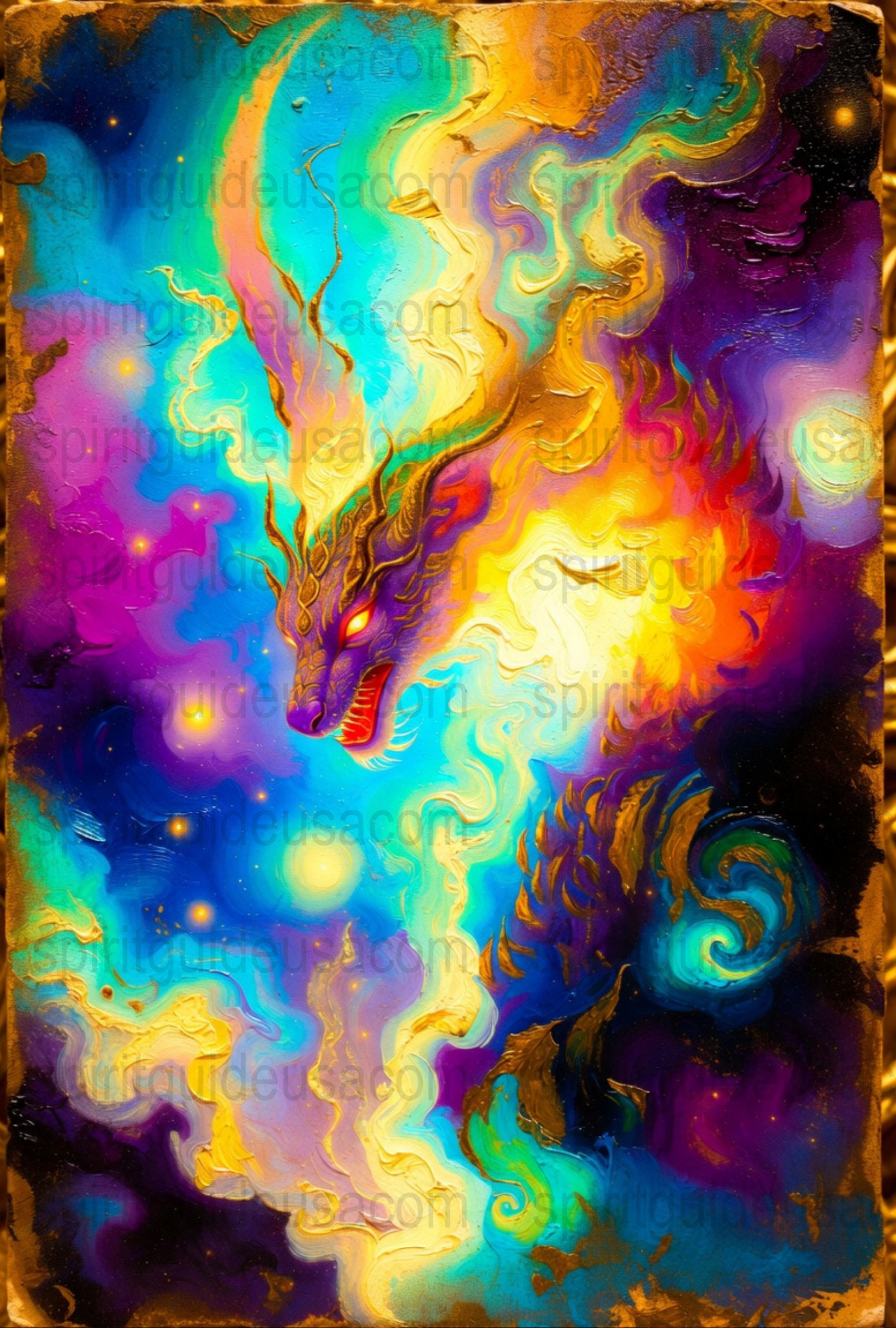 Colorful Abstract Dragon Art Print, Mystical Creature Wall Art, Fantasy Home Decor, Unique Mythical Beast Poster