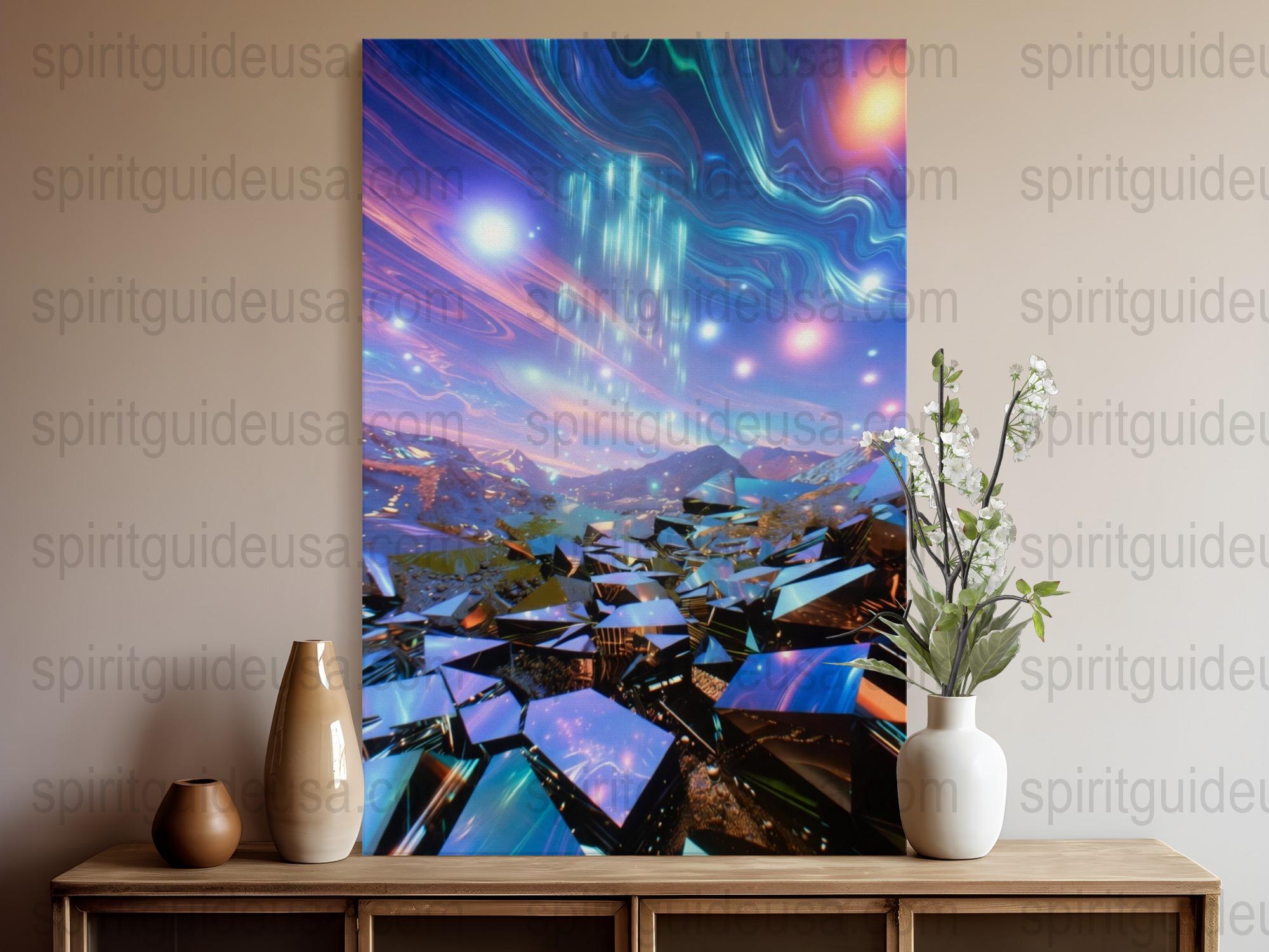 Vibrant Abstract Art Canvas Print, Modern Home Decor, Wall Art, Psychedelic Colorful Landscape, Large Wall Hanging, Unique Artwork Gift