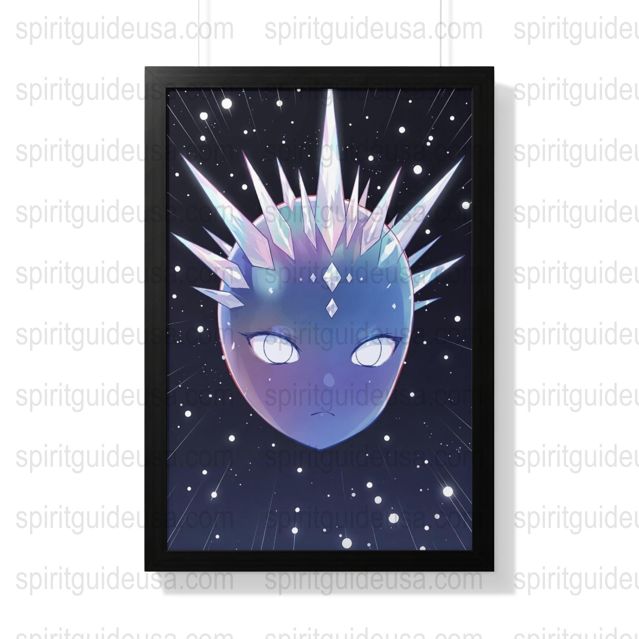 Mystical Crystal Crown Space Entity Art Print, Cosmic Spirit Wall Decor, Fantasy Starry Night Poster, Unique Home Decoration