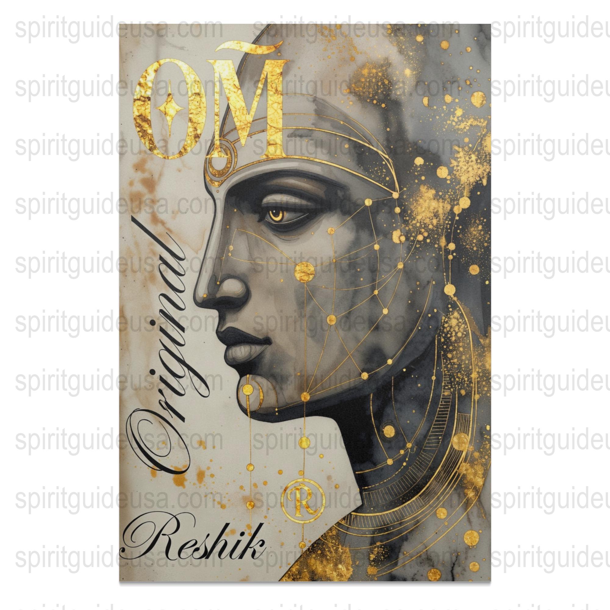 Spiritual Om Canvas Art Print, Egyptian Themed Wall Decor, Meditation Room Aesthetic, Golden Accents, Modern Home Interior, Unique Gift Idea