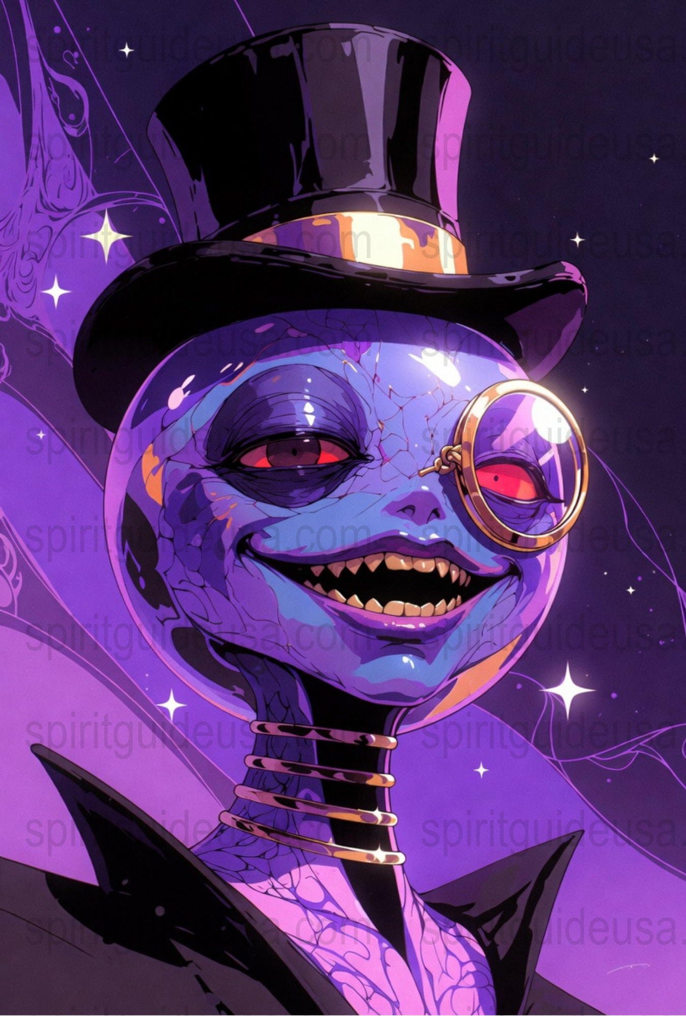 Gothic Steampunk Skeleton Art Print, Top Hat Skull Poster, Purple Wall Decor, Unique Halloween Artwork, Creepy Chic Home Decoration