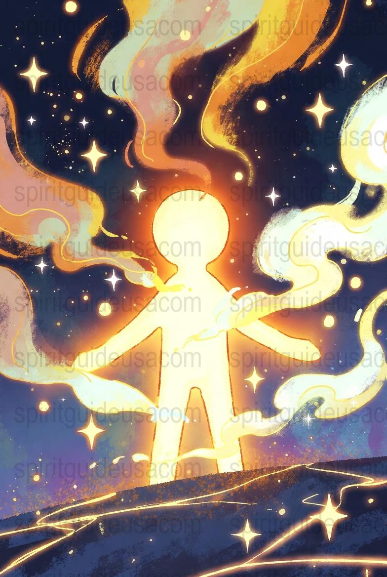 Mystical Fire Spirit Abstract Art Print, Celestial Stars and Flames Poster, Unique Wall Decor for Home