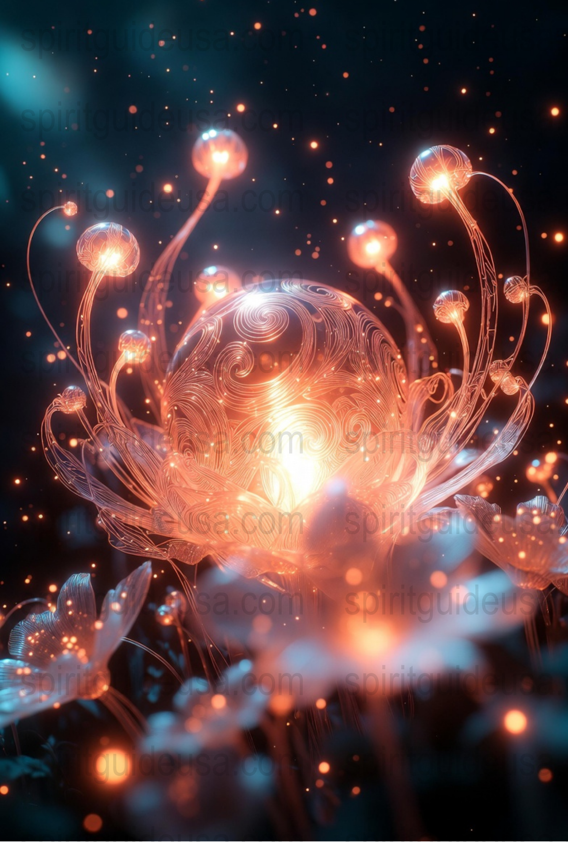 Mystical Glowing Orb with Luminous Tendrils, Fantasy Light Art, Magical Decorative Print, Enchanted Abstract Artwork for Home Decor