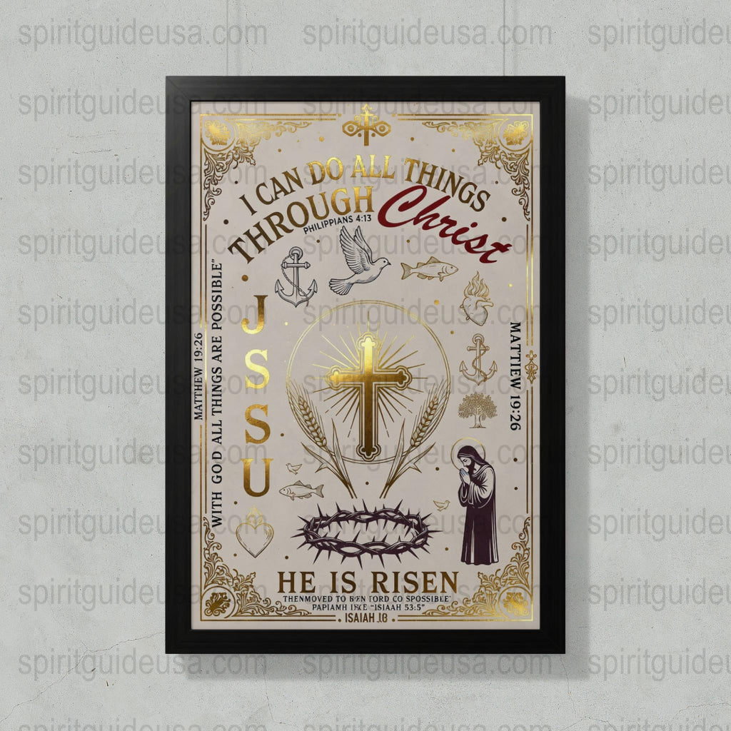 Christian Wall Art, Religious Poster, I Can Do All Things Through Christ, Inspirational Quote, Home Decor, Spiritual Gift