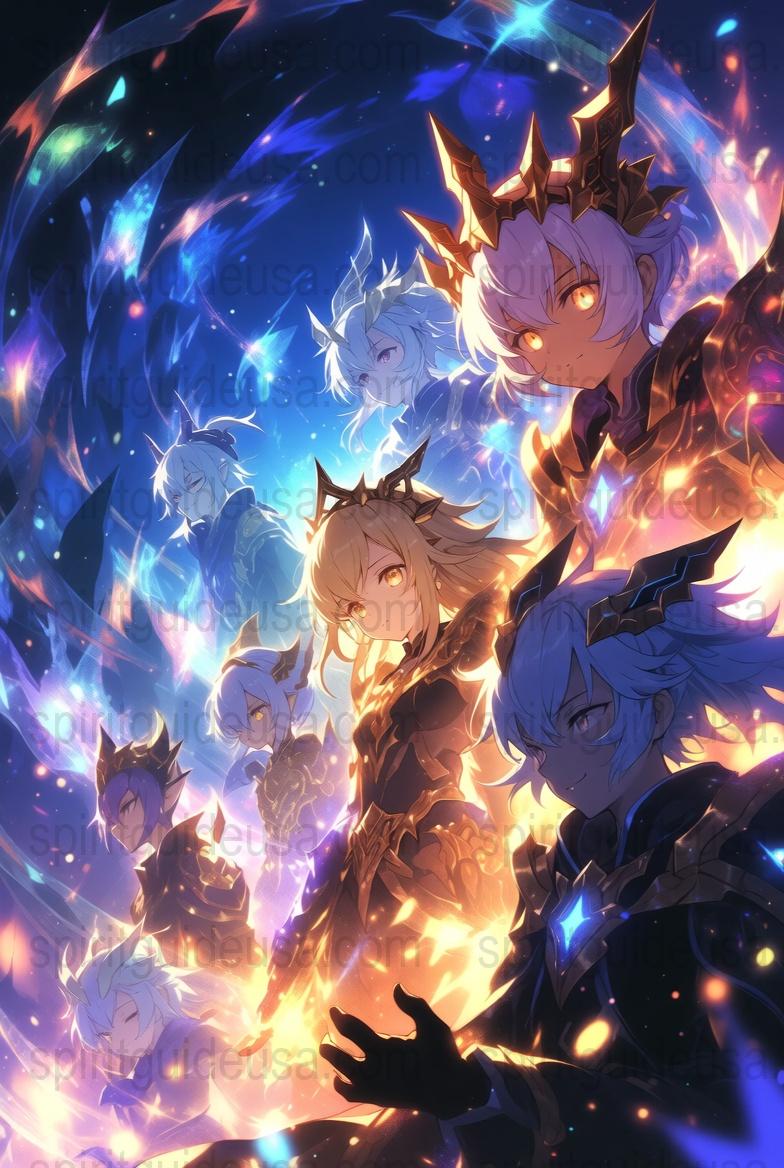 Fantasy Anime Poster, Cosmic Dragon Warriors, Vibrant Space Battle, Decorative Wall Art, Unique Gift for Anime Fans