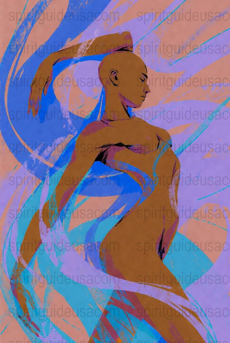 Abstract Art Print, Dancing Woman with Spirals, Expressive Colorful Wall Decor, Modern Home Artwork, Unique Gift Idea