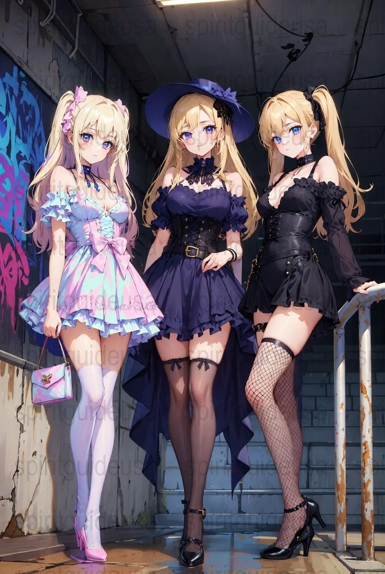 Gothic Lolita Dresses Anime Inspired Fashion, Cute Maid Outfits, Purple Blue Black Dresses with Accessories