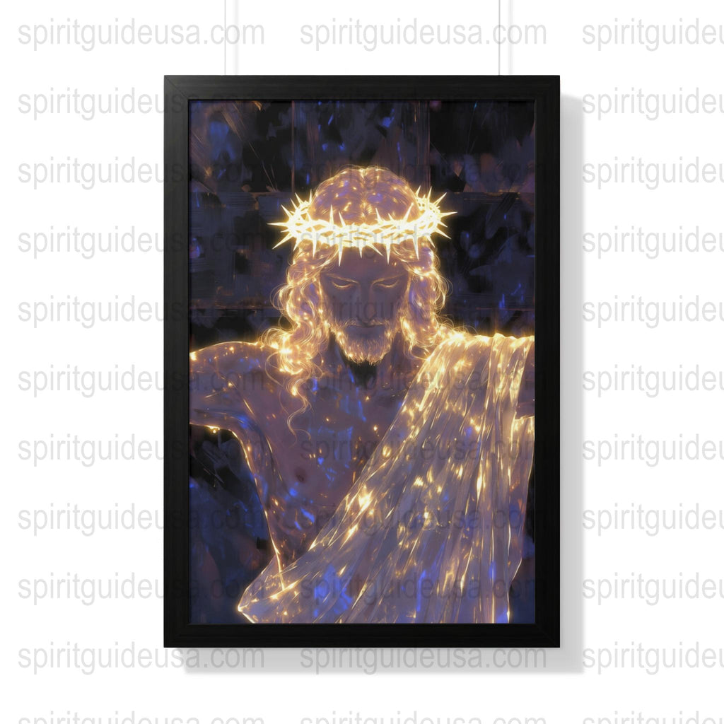 LED Light Canvas Art Print, Spiritual Figure with Halo, Illuminated Wall Decor, Religious Inspirational Artwork, Home Decor
