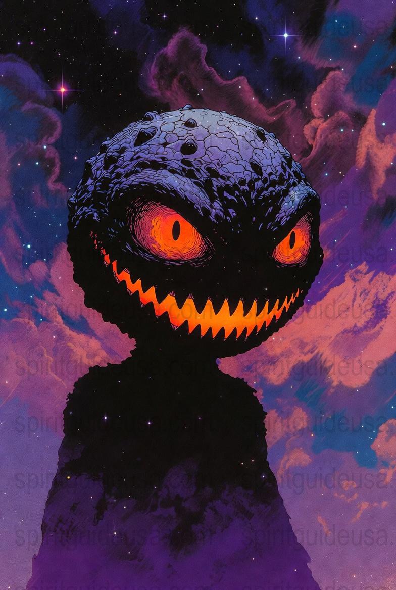 Colorful Space Monster Art Print, Vibrant Cosmic Horror Wall Decor, Unique Sci-Fi Poster