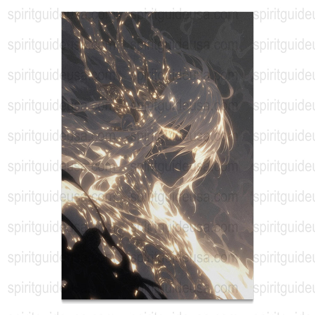 Abstract Light Art Print, Modern White and Gold Wall Decor, Contemporary Home Office Artwork, Unique Lighting Effects Canvas