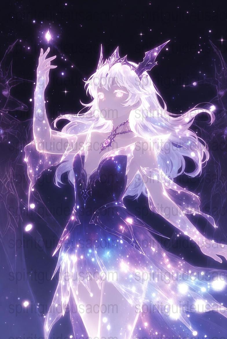 Mystical Anime Girl Art Print, Starry Night Sky, Fantasy Galaxy Illustration Poster, Magical Room Decor