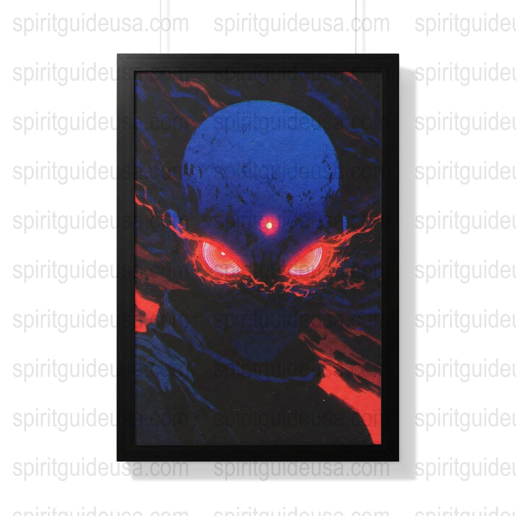 Red-Eyed Skull Poster, Dark Horror Art Print, Gothic Home Decor, Creepy Wall Art, Framed Mystic Illustration