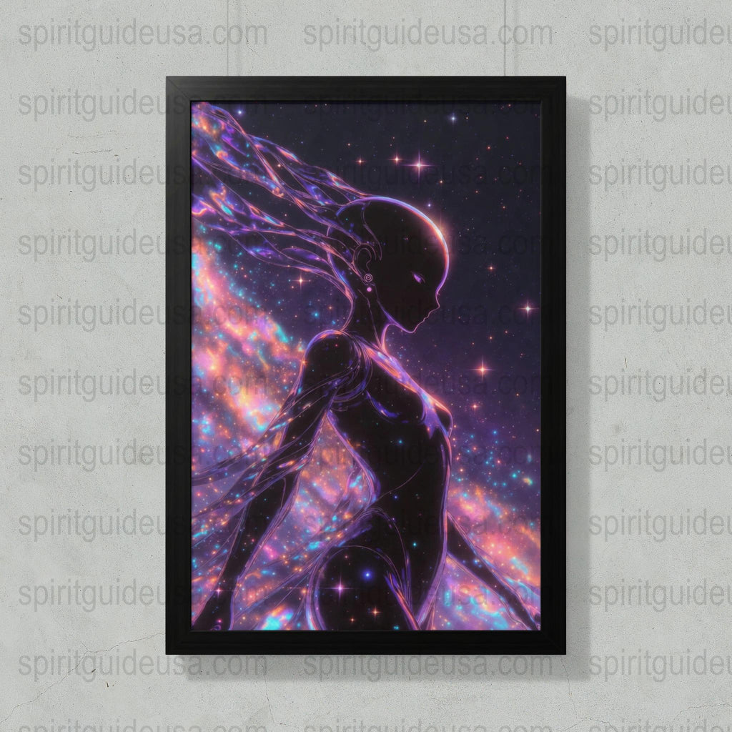 Cosmic Energy Art Print, Mystical Space Poster, Framed Spiritual Wall Decor, Galaxy Stars Artwork