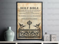 Vintage Holy Bible Poster with Angels and Compass Design, Religious Wall Art Decor, Antique Bible Page Replica, Spiritual Home Decoration