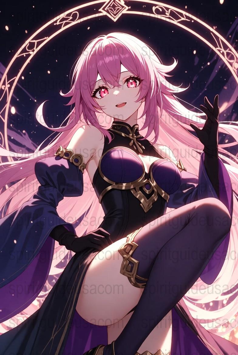 Anime Girl Poster, Pink Hair, Magical Theme, Starry Background, Fantasy Art Print, Wall Decor, Gift for Manga Fans