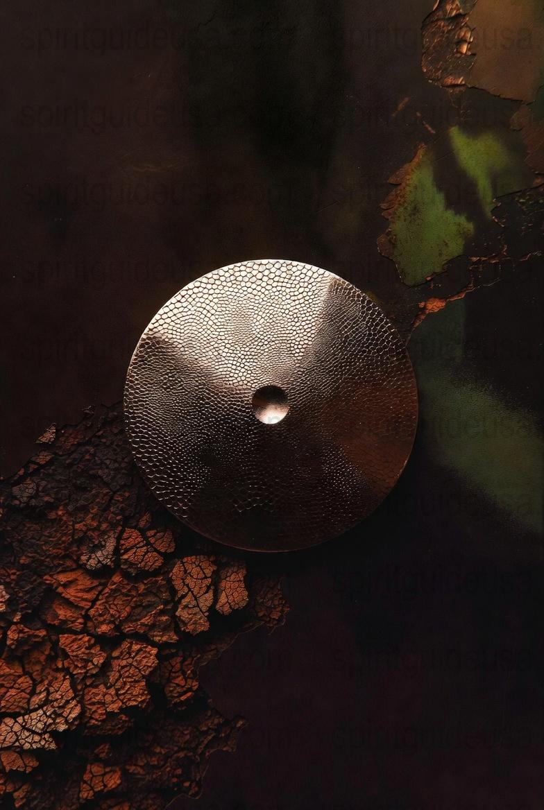 Textured Bronze Meditation Gong, Handcrafted Circular Wall Decor, Artisan Crafted Metal Art Piece for Home Decor