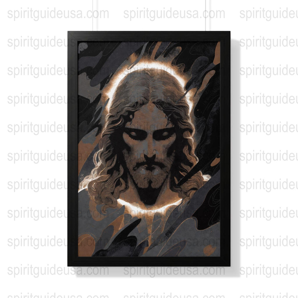 Religious Art Print, Jesus Christ Portrait with Halo, Spiritual Wall Decor, Christian Iconography Artwork for Home and Church Decor