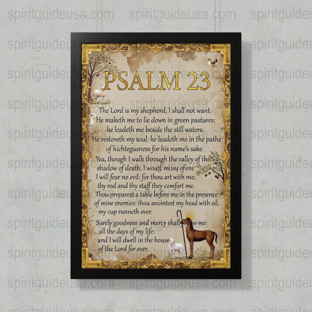 Psalm 23 Bible Verse Framed Art Print, Christian Wall Decor, Spiritual Home Decoration, Religious Gift Idea