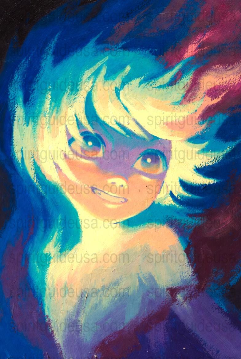 Colorful Abstract Fantasy Art Print, Surreal Blue and Red Creature Painting, Unique Wall Decor