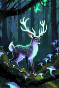Enchanted Forest Glow Deer Art Print, Mystical Fantasy Wildlife, Nature-Themed Home Decor Poster