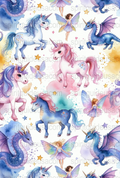 Unicorn and Fairy Watercolor Print, Magical Creatures Nursery Art, Fantasy Kids Room Decor, Colorful Wall Hanging