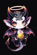 Cute Dark Dragon Collectible Art Print, Fantasy Chibi Demon Dragon Illustration, Unique Mythical Creature Poster for Fantasy Lovers