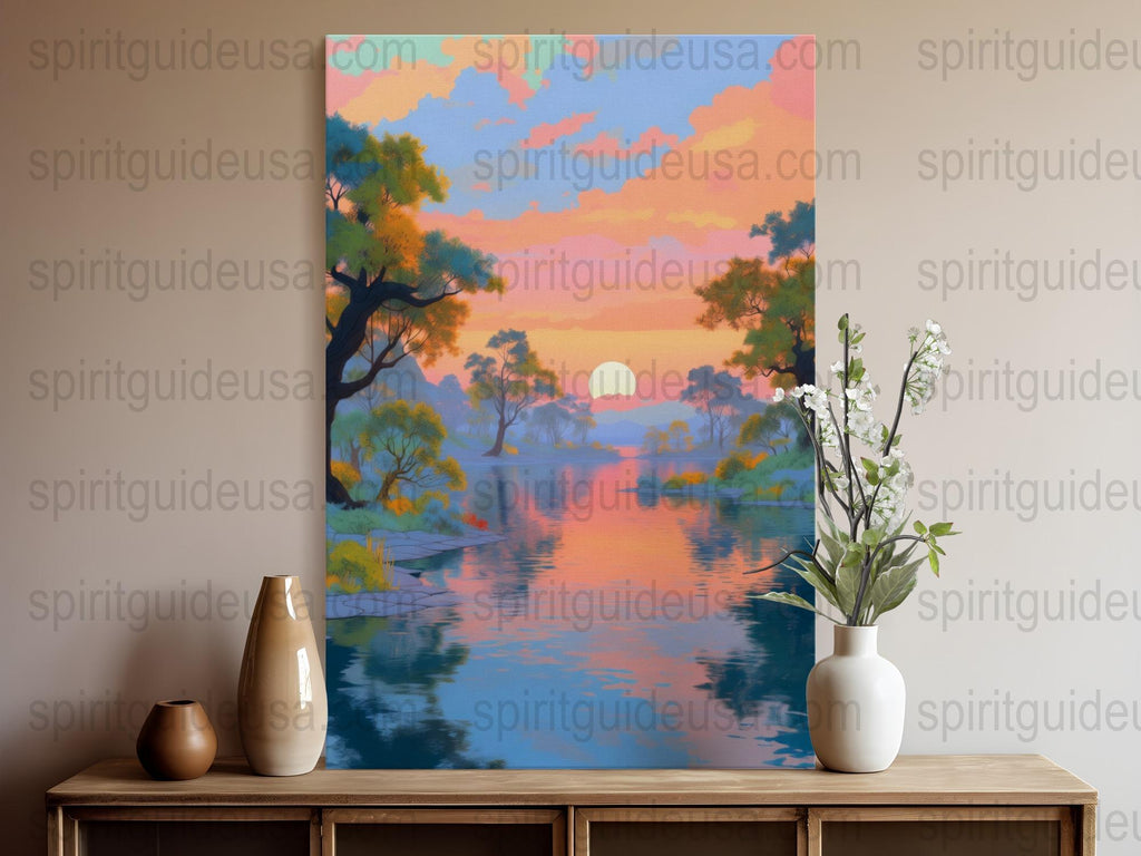 Large Canvas Art Print Sunset Landscape Painting Home Decor Wall Art Abstract Scenery