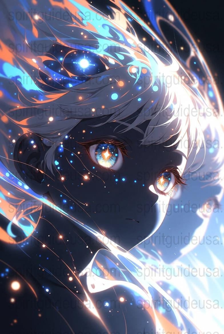 Anime Art Print, Starry Eyes Fantasy Character, Vibrant Colors, Collectible Wall Decor, Unique Illustration, Manga Inspired Poster