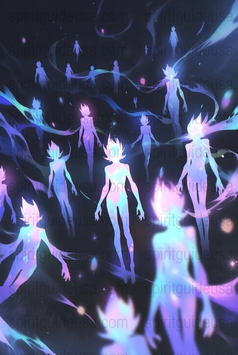 Ethereal Spirit Guide Art Print, Celestial Beings Wall Decor, Fantasy Poster, Mystical Room Decoration, Cosmic Entities Illustration