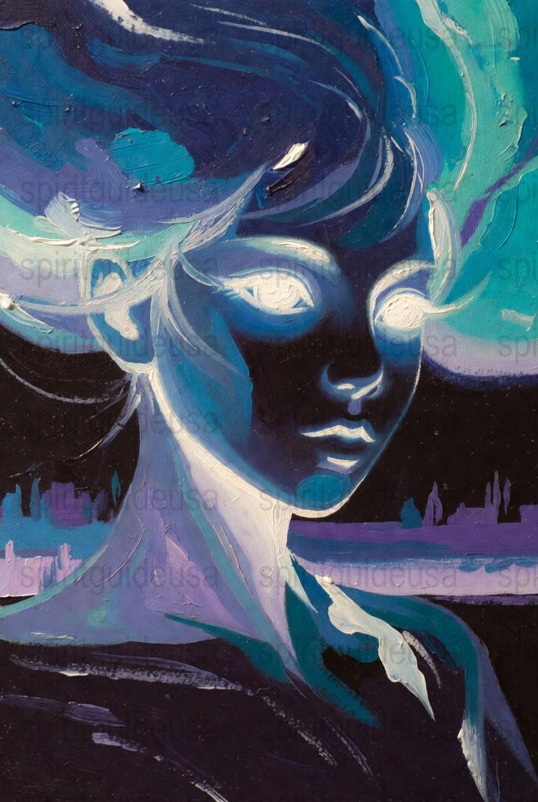 Abstract Woman Portrait Painting, Vibrant Blue and Purple, Modern Art Decor, Canvas Wall Art, Unique Gift Idea, Home Decoration