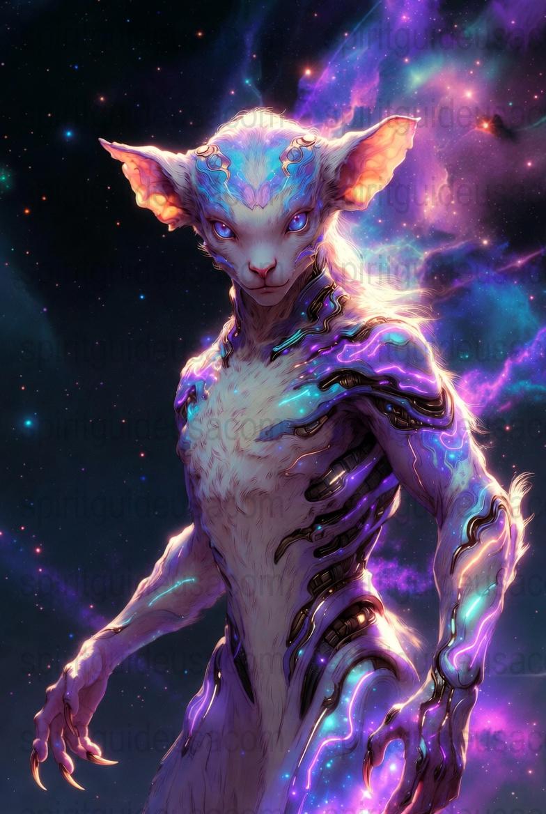 Cosmic Alien Creature Poster, Galaxy Fantasy Art Print, Vibrant Space Creature Wall Art, Sci-Fi Home Decor