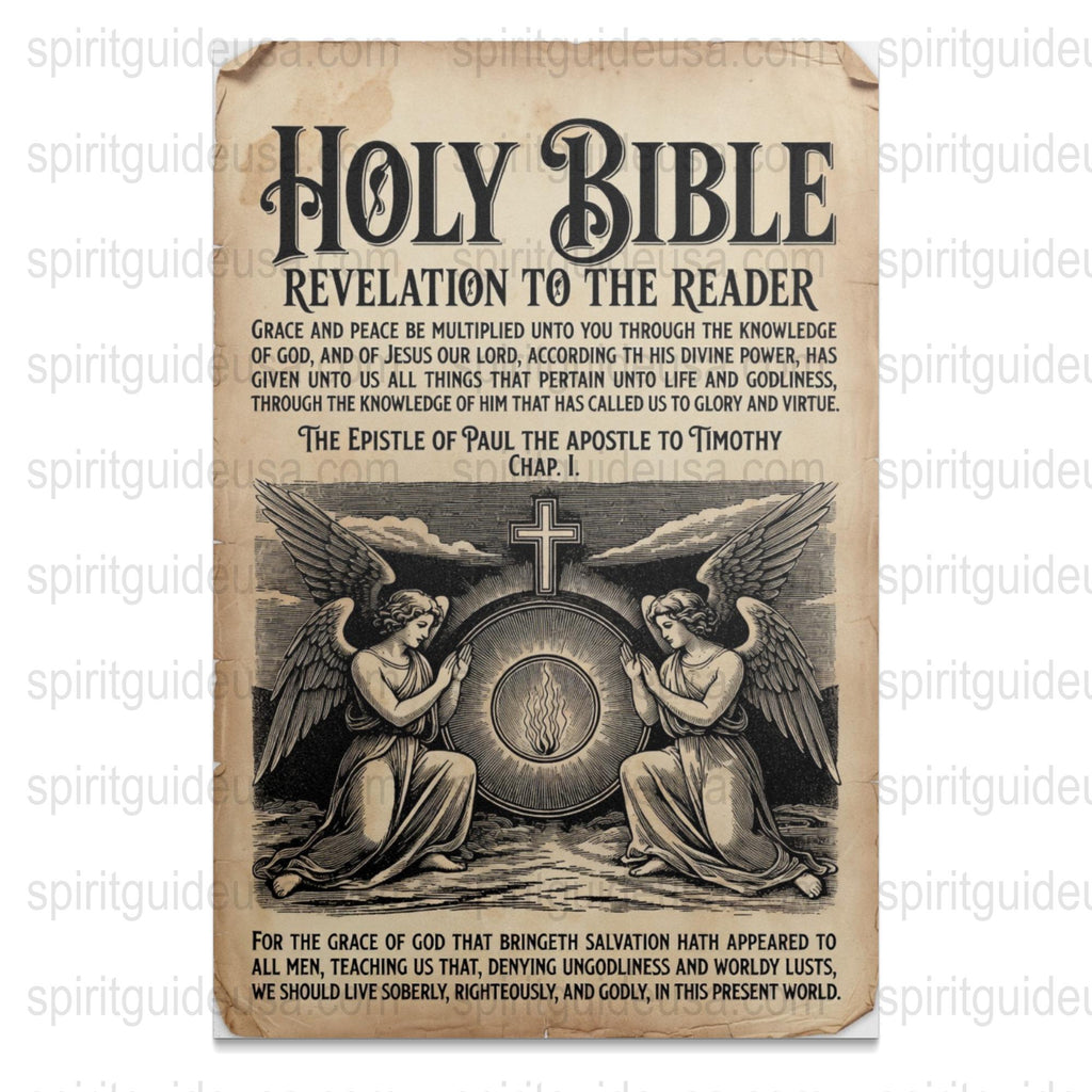 Vintage Holy Bible Revelation Poster, Antique Religious Wall Art, Christian Home Decor, Spiritual Print Gift