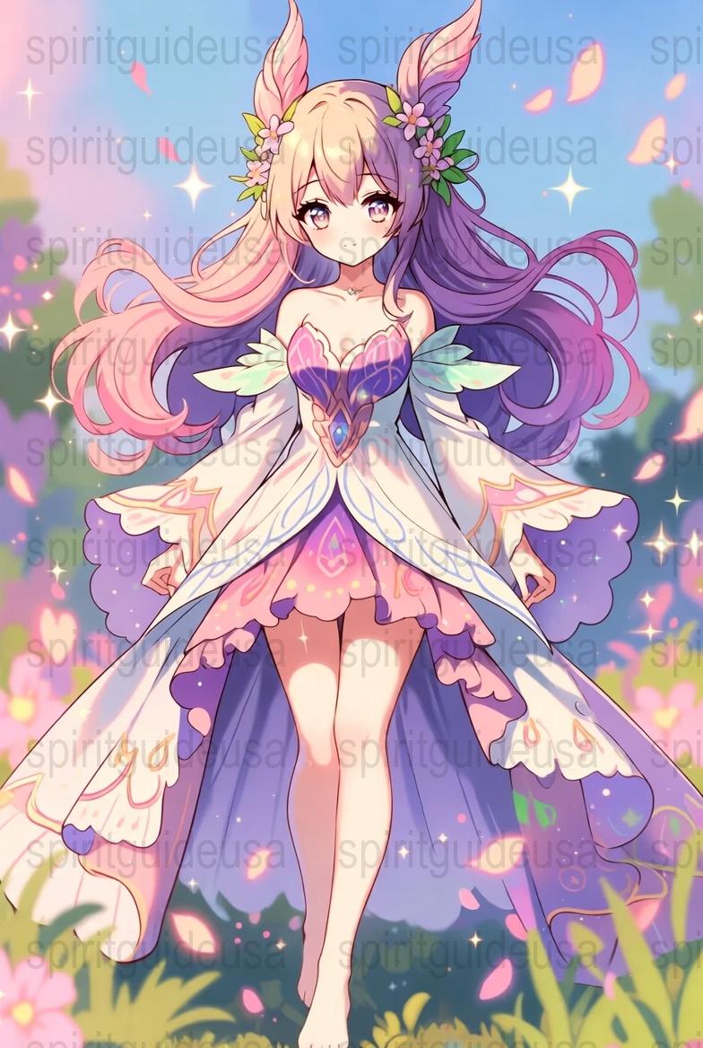 Anime Fairy Girl Poster, Colorful Fantasy Art Print, Magical Forest Creature Wall Decor, Cute Anime Character Illustration