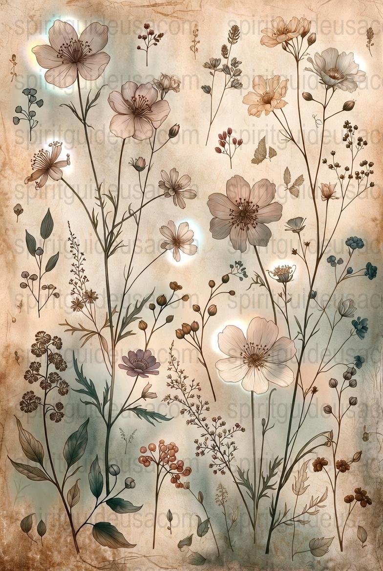 Vintage Botanical Flower Print, Floral Wall Art Decor, Antique Plant Illustration Poster, Rustic Home Decoration, Nature Inspired Design