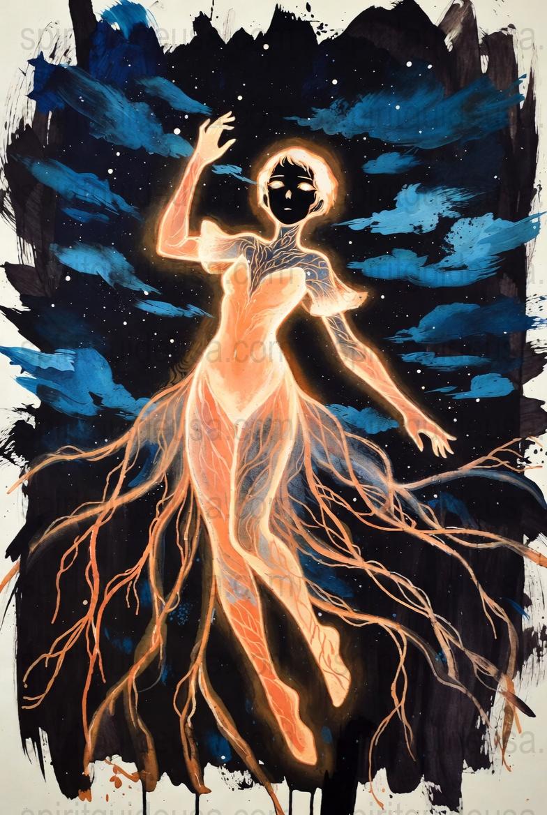 Cosmic Dancer Art Print, Celestial Woman Painting, Abstract Galaxy Wall Decor, Spiritual Home Decoration, Mystic Space Artwork