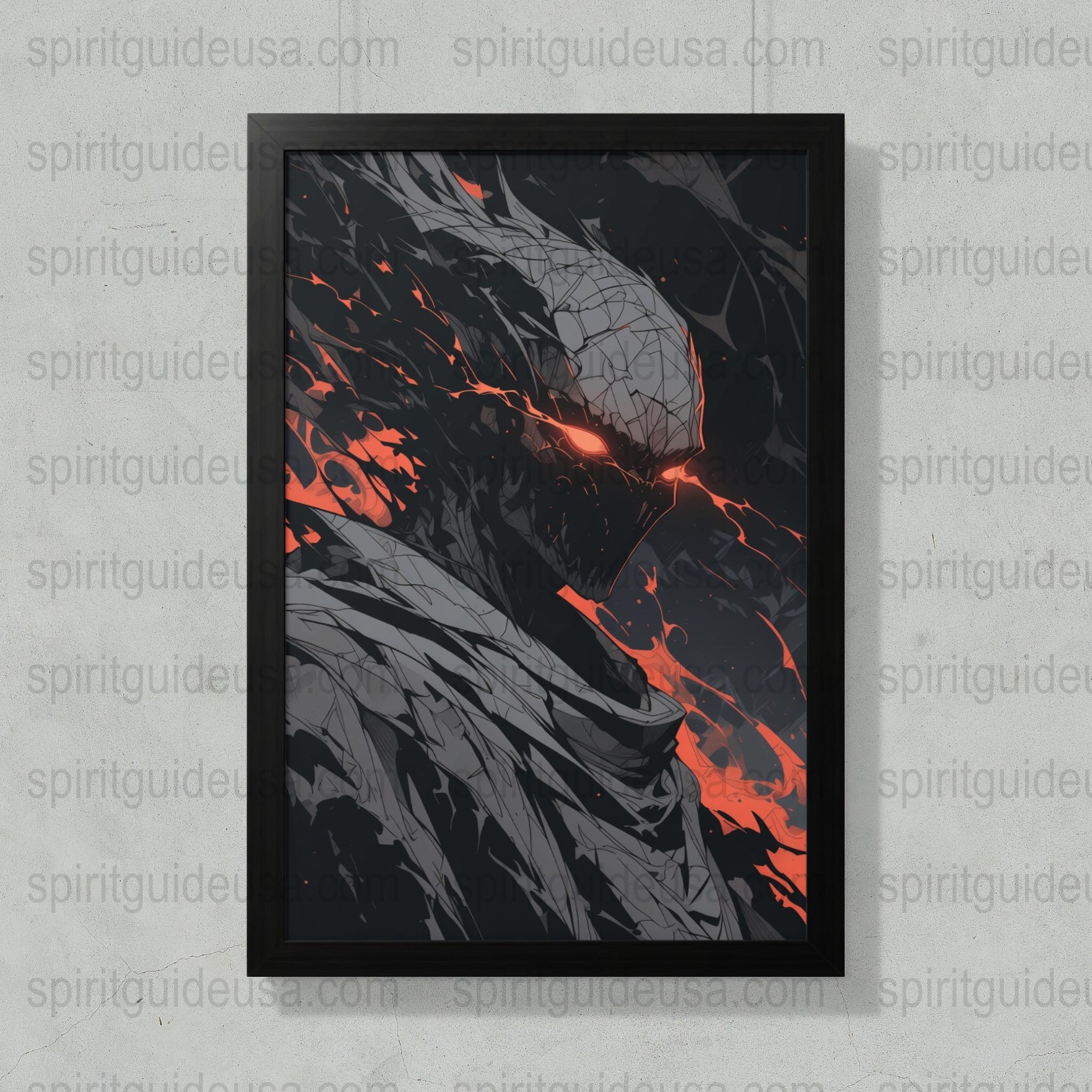 Dark Fantasy Wall Art, Red and Black Abstract Demon Poster, Gothic Home Decor, Horror Art Print, Unique Living Room Decoration