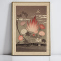 Vintage Floral Wall Art, Asian Inspired Lotus Painting, Elegant Home Decor, Botanical Print
