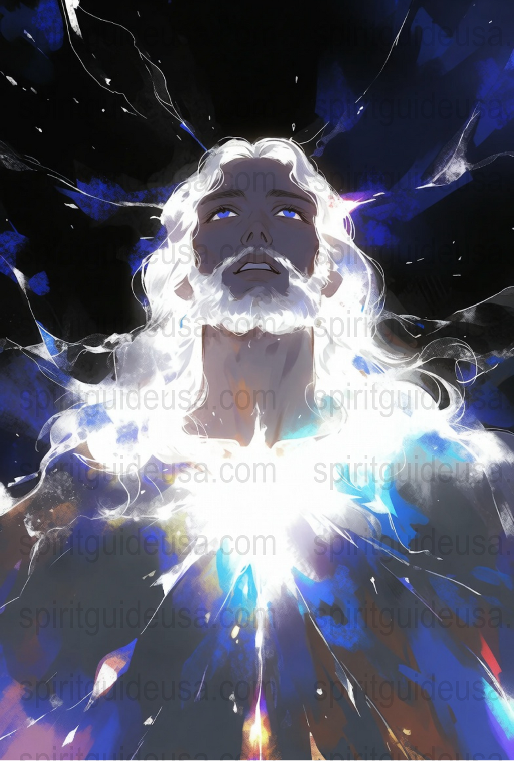 Mystical Angel Art Print, Celestial Being Poster, Spiritual Wall Decor, Cosmic Light Illustration, Heavenly Guardian Canvas Art