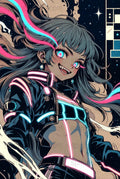 Cyberpunk Anime Girl Art Print, Futuristic Space Illustration, Neon Glow Poster, Unique Wall Decor, Sci-Fi Character Design, Collectible