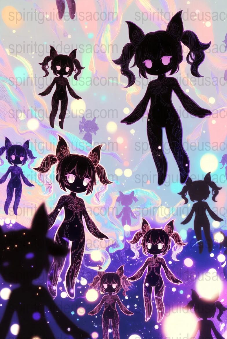 Enchanted Night Silhouette Fairy Dolls, Fantasy Wall Art, Whimsical Decor Print