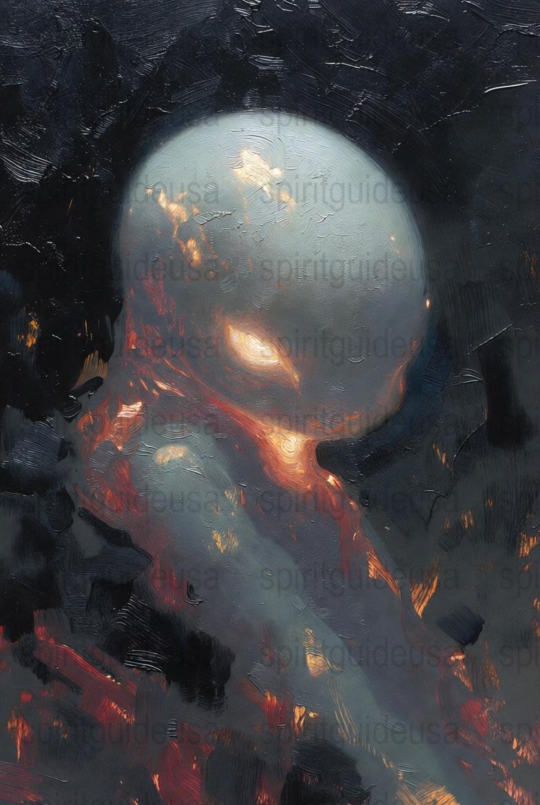 Abstract Moonrise Painting, Textured Oil Artwork, Black Red Wall Decor, Modern Cosmic Canvas Print