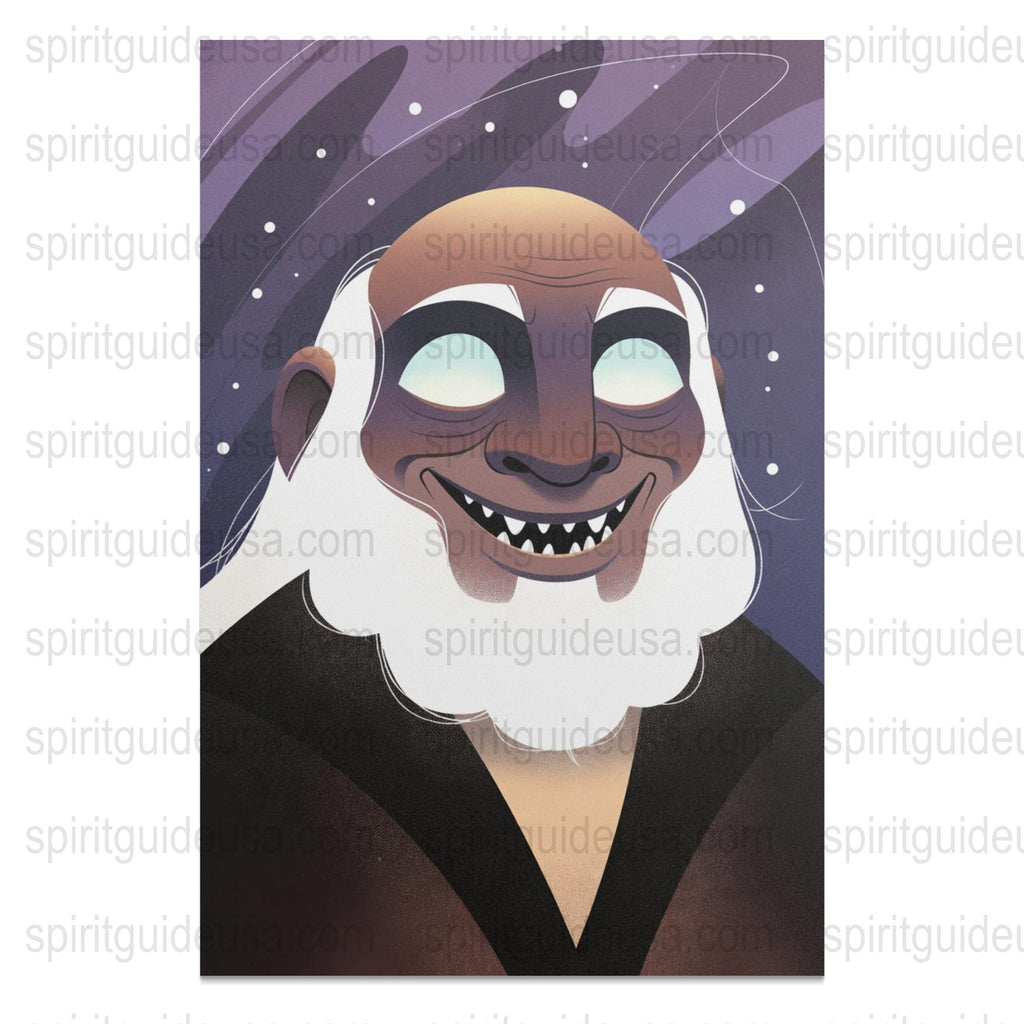 Whimsical Elderly Man Art Print, Illustrated Wise Old Man Portrait, Colorful Home Decor Wall Art, Unique Gift Idea